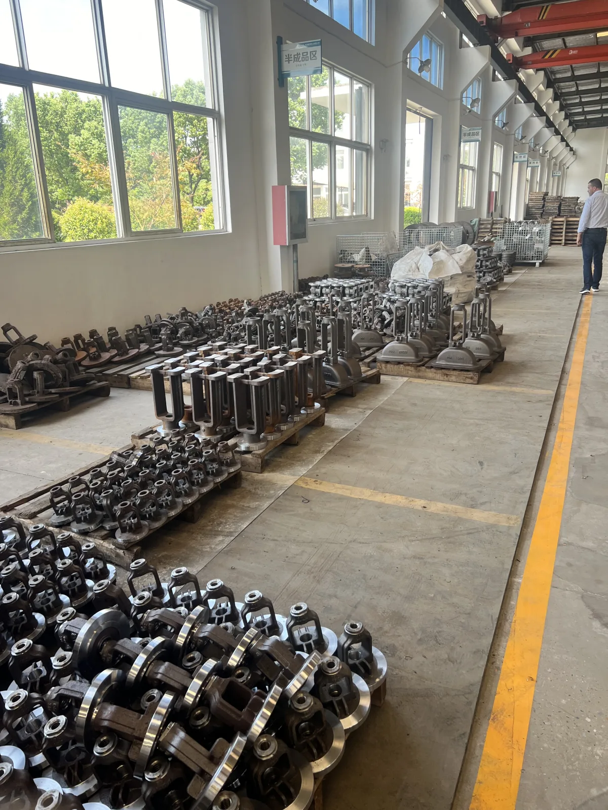 Industrial valves in process inside a manufacturing plant