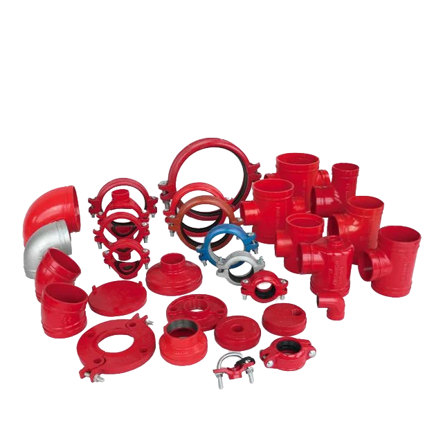 Red grooved couplings and fittings for fire protection