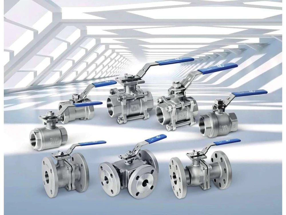Stainless steel ball valve series with blue handles