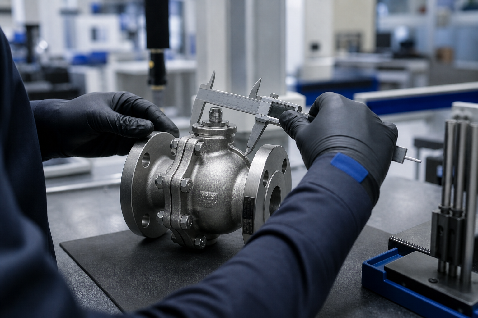 Dimensional inspection of an industrial valve